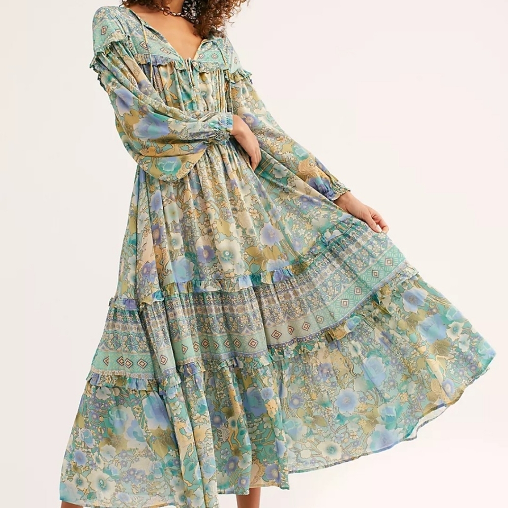 New spell x free people turquoise amethyst gown M - Picture 14 of 16